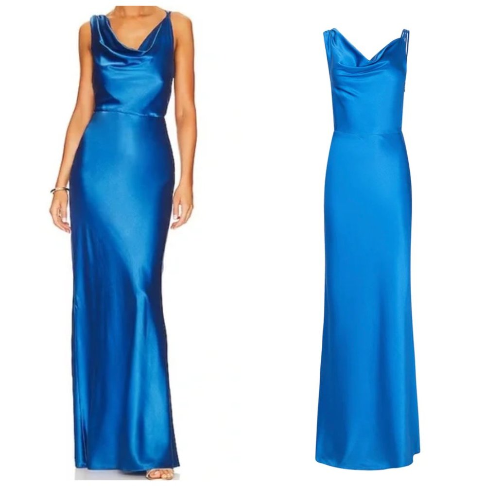 Veronica Beard SANDERSON Silk Spaghetti MAXI DRESS Azure Blue 10  NWT 698 IRRG